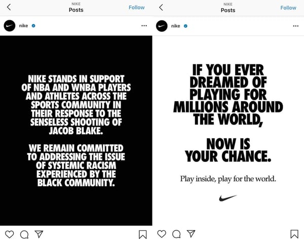 nike instagram text post brand consistency